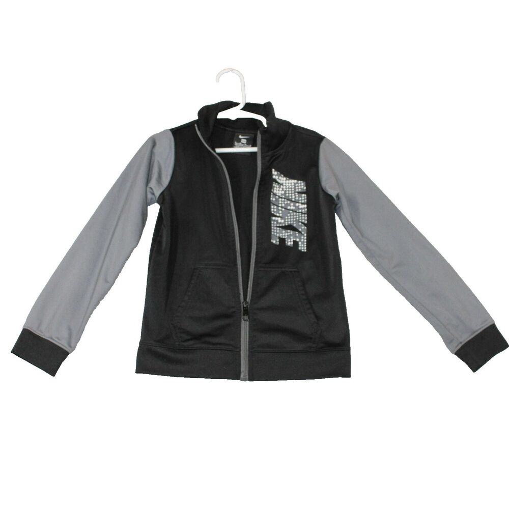 Boys Nike Jacket Size 6 Black And Grey Full Zip